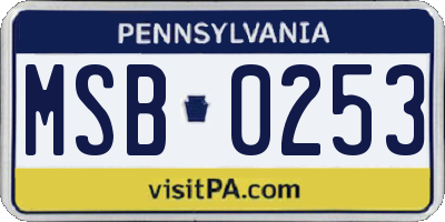 PA license plate MSB0253
