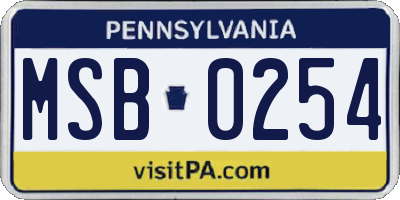 PA license plate MSB0254