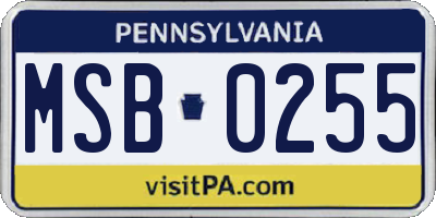PA license plate MSB0255