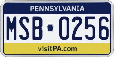 PA license plate MSB0256