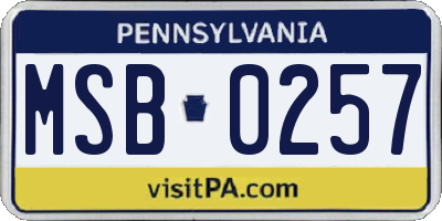 PA license plate MSB0257