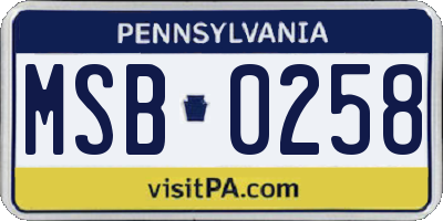 PA license plate MSB0258