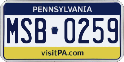 PA license plate MSB0259