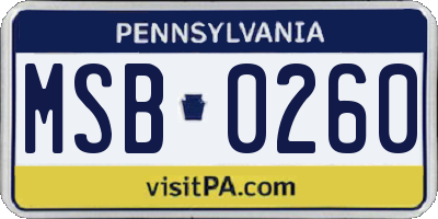 PA license plate MSB0260