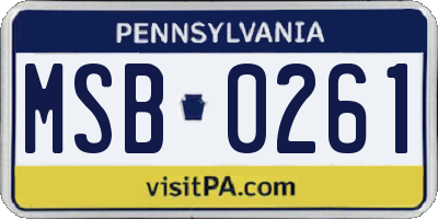 PA license plate MSB0261