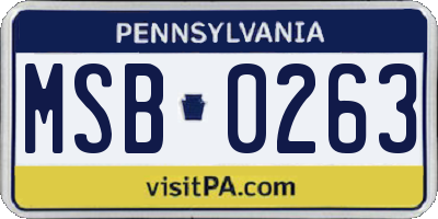 PA license plate MSB0263