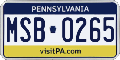 PA license plate MSB0265