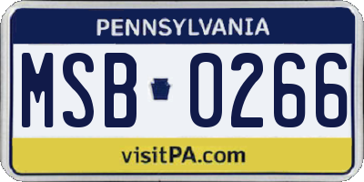 PA license plate MSB0266
