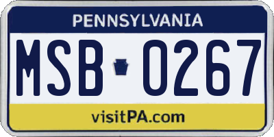 PA license plate MSB0267