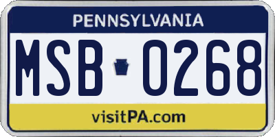 PA license plate MSB0268