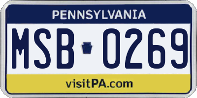 PA license plate MSB0269