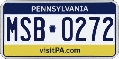 PA license plate MSB0272
