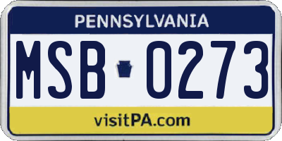 PA license plate MSB0273