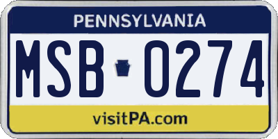 PA license plate MSB0274
