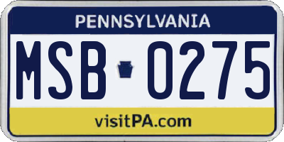 PA license plate MSB0275