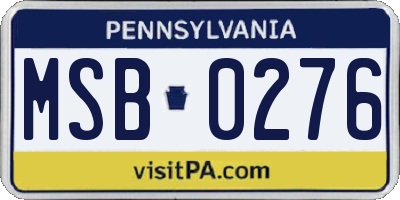 PA license plate MSB0276
