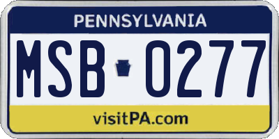 PA license plate MSB0277