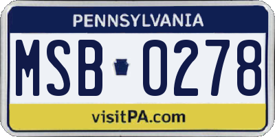 PA license plate MSB0278