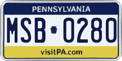 PA license plate MSB0280