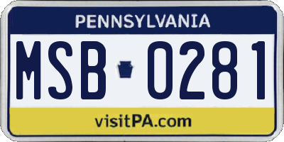 PA license plate MSB0281