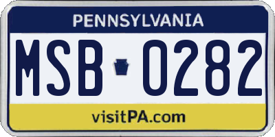 PA license plate MSB0282