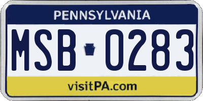 PA license plate MSB0283