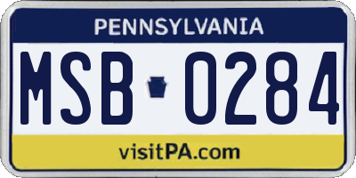 PA license plate MSB0284