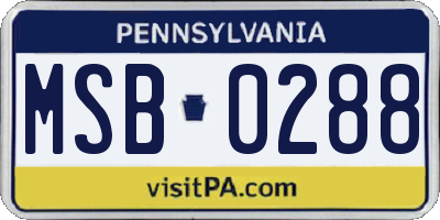 PA license plate MSB0288
