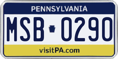 PA license plate MSB0290