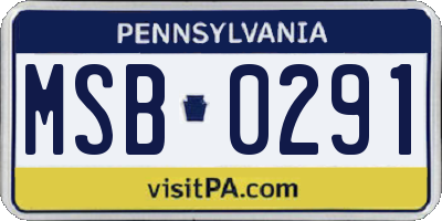 PA license plate MSB0291
