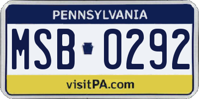 PA license plate MSB0292