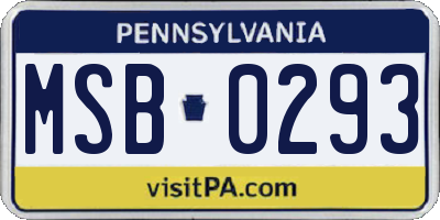 PA license plate MSB0293