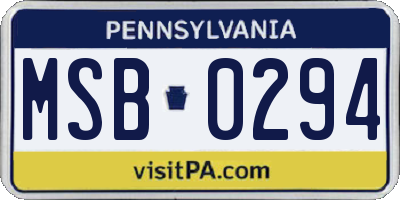 PA license plate MSB0294