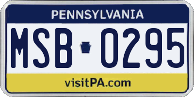 PA license plate MSB0295