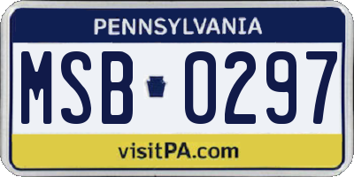 PA license plate MSB0297