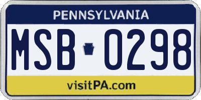 PA license plate MSB0298