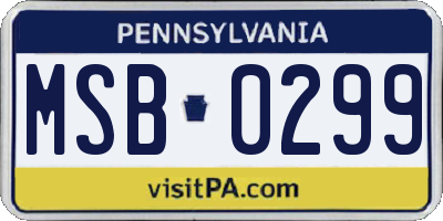 PA license plate MSB0299