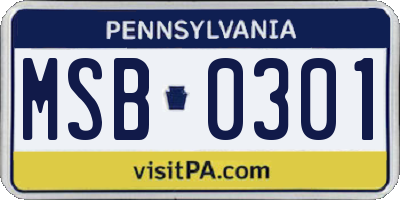 PA license plate MSB0301