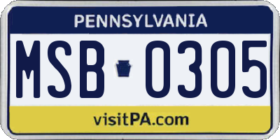 PA license plate MSB0305