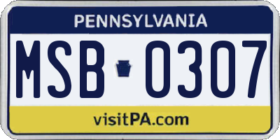 PA license plate MSB0307