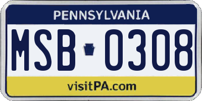 PA license plate MSB0308