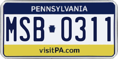 PA license plate MSB0311