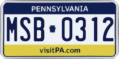 PA license plate MSB0312