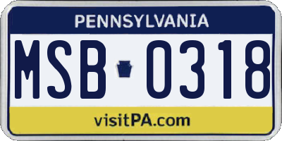 PA license plate MSB0318
