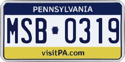 PA license plate MSB0319