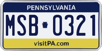 PA license plate MSB0321