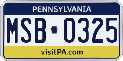 PA license plate MSB0325
