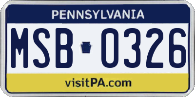 PA license plate MSB0326