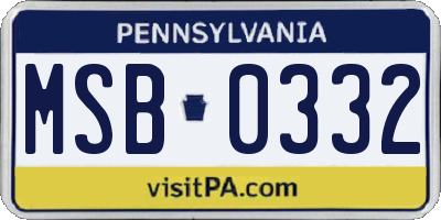 PA license plate MSB0332