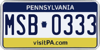 PA license plate MSB0333
